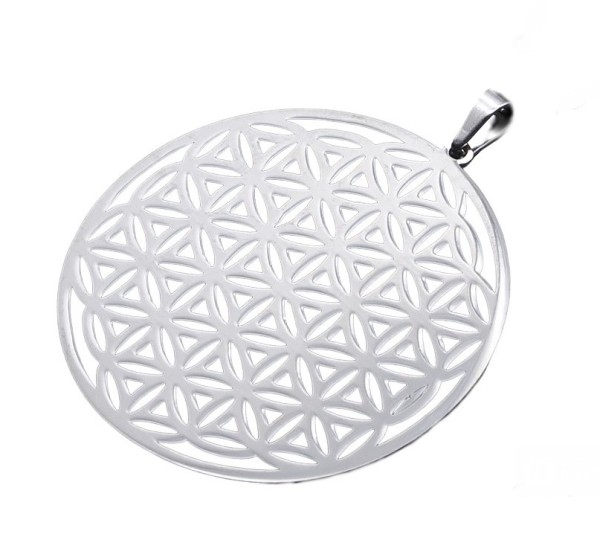 Flower of life pendant in shiny stainless steel - 42mm