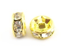 Rhinestone Radel 10 mm – gold coloured – Crystal: Clear