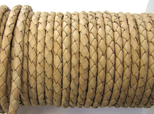 Leather strap braided 5 mm – natural – 1 meter –