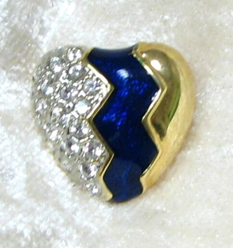 Heart gold/blue with Swarovski crystal