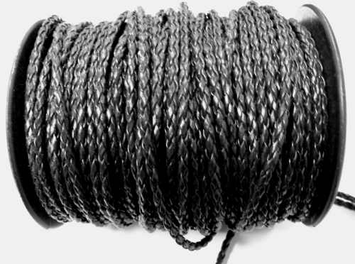Artificial leather braided 3 mm – black – 1 meter