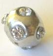 Metal ball 12 mm rhodium plated with crystal