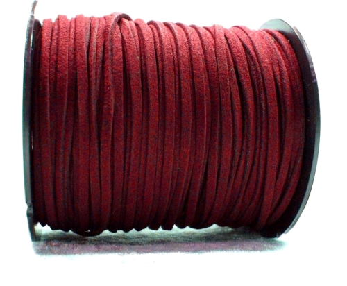 Wool ribbon flat in suede look – red – 1 meter