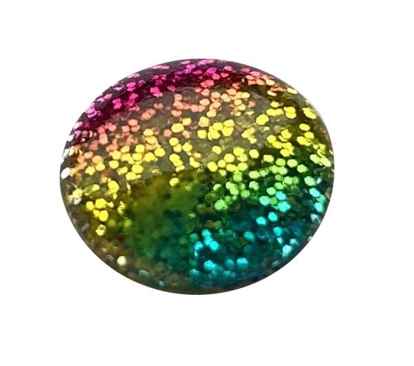 Feinglitzer Cabochon 16mm - Regenbogen