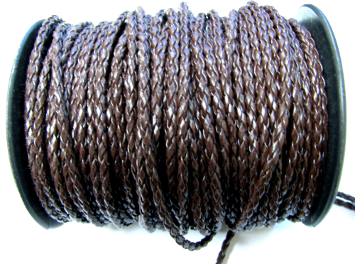 Artificial leather braided 3 mm – brown – 1 meter