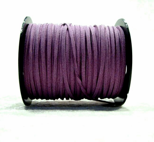 Wool ribbon flat in suede look – purple – 1 meter