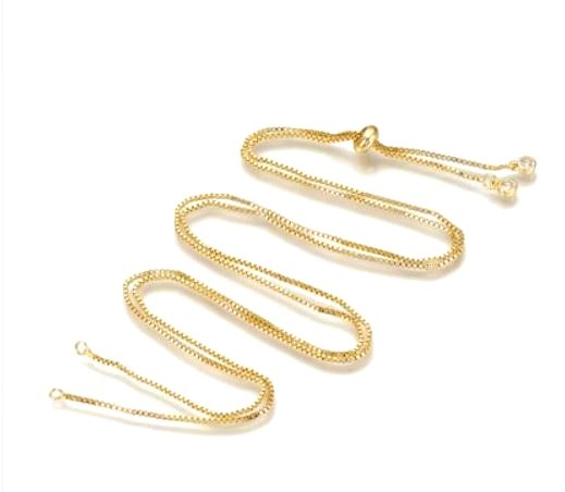 DIY chain – adjustable – for endless designs – color: Gold with zirconia