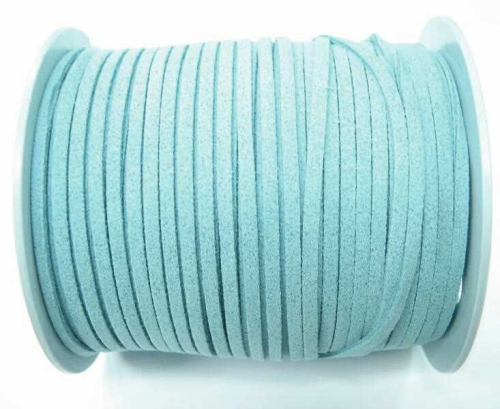 Wool ribbon flat in suede look – light turquoise – 1 meter