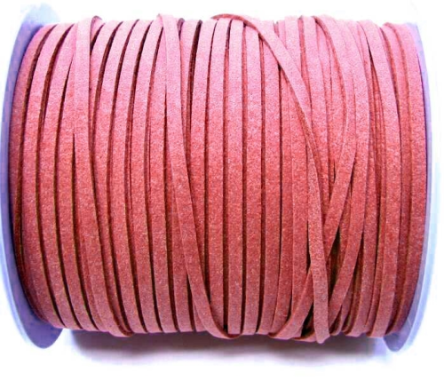 Wool ribbon flat in suede look – salmon – 1 meter