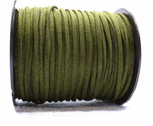 Wool ribbon flat in suede look – light-olive – 1 meter