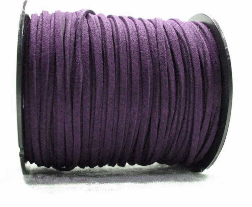 Wool ribbon flat in suede look – dark purple – 1 meter
