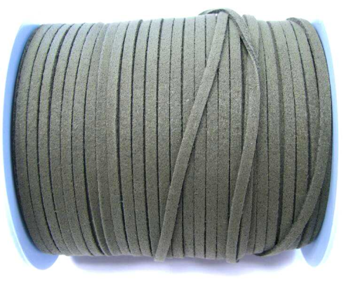 Wool ribbon flat in suede look – grey – 1 meter
